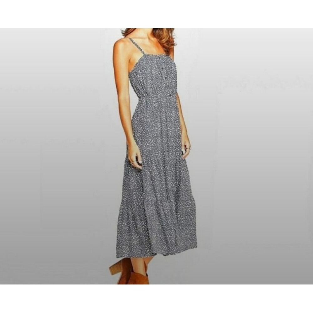 Universal Thread Women's Blue Floral Print Spaghetti Strap Dress Size S Midi